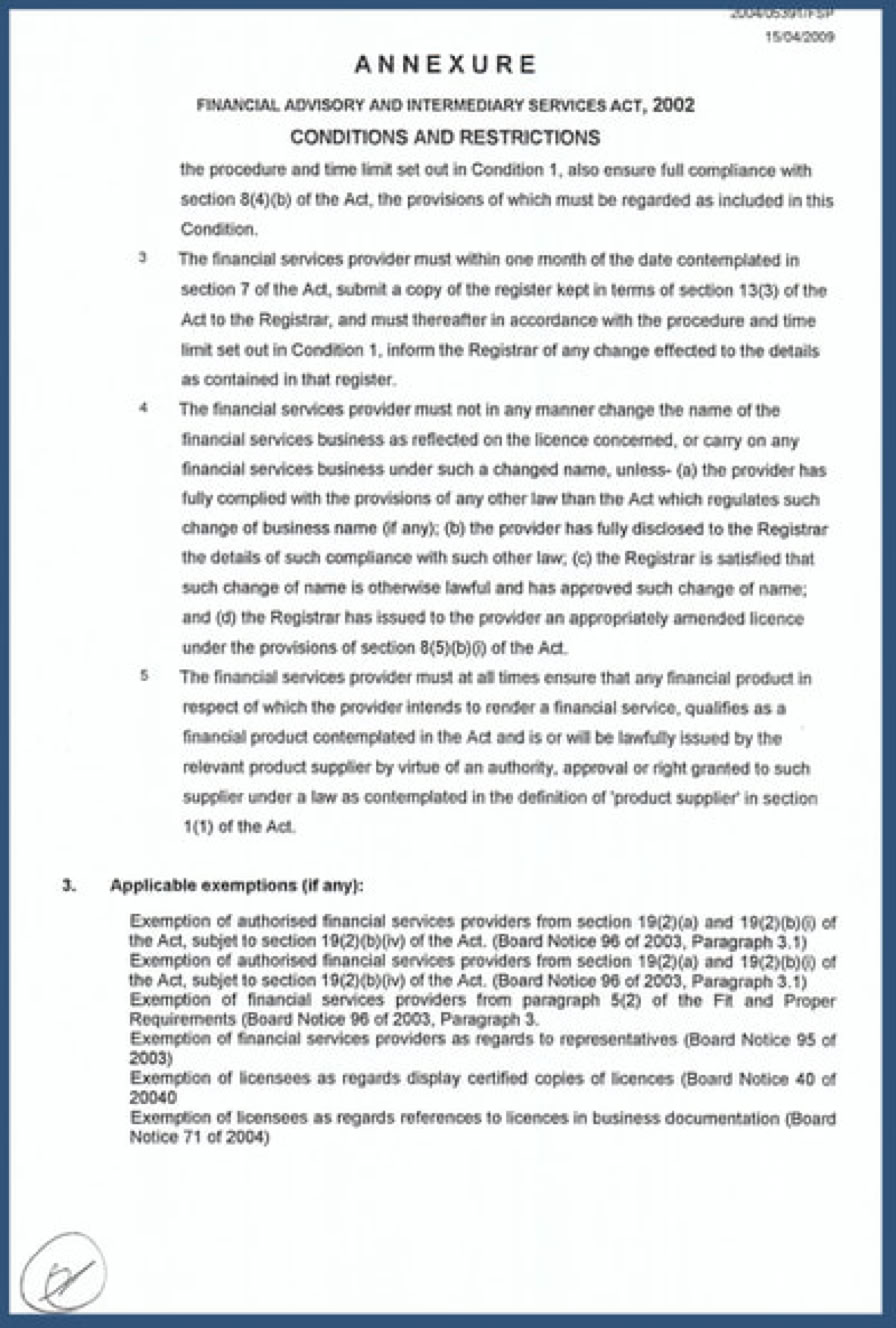 Gariep FSP License